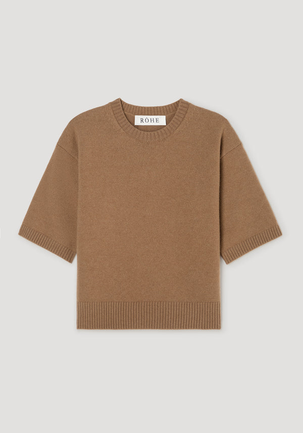 Compact knitted top | camel