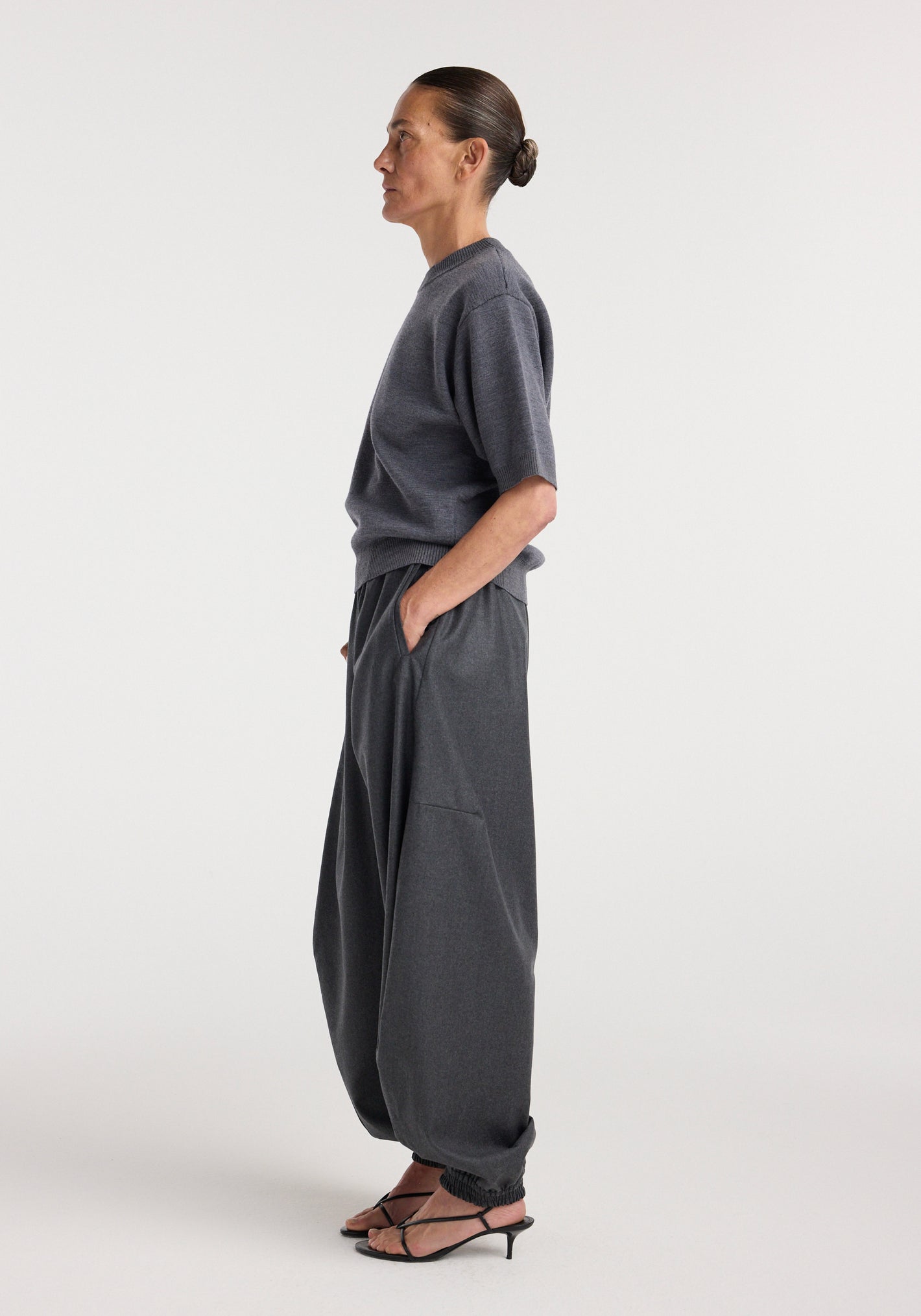 Balloon track pants | dark grey melange