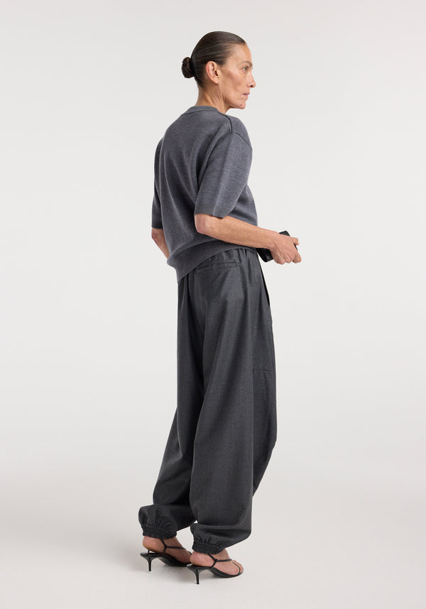 Compact knitted top | dark grey melange