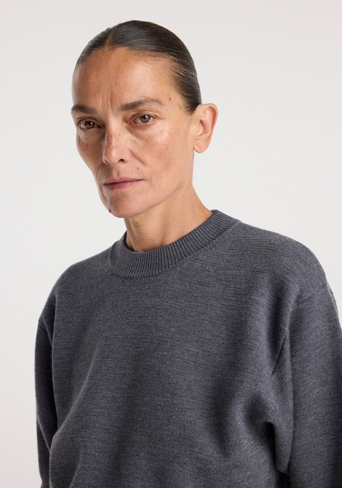 Compact knitted top | dark grey melange