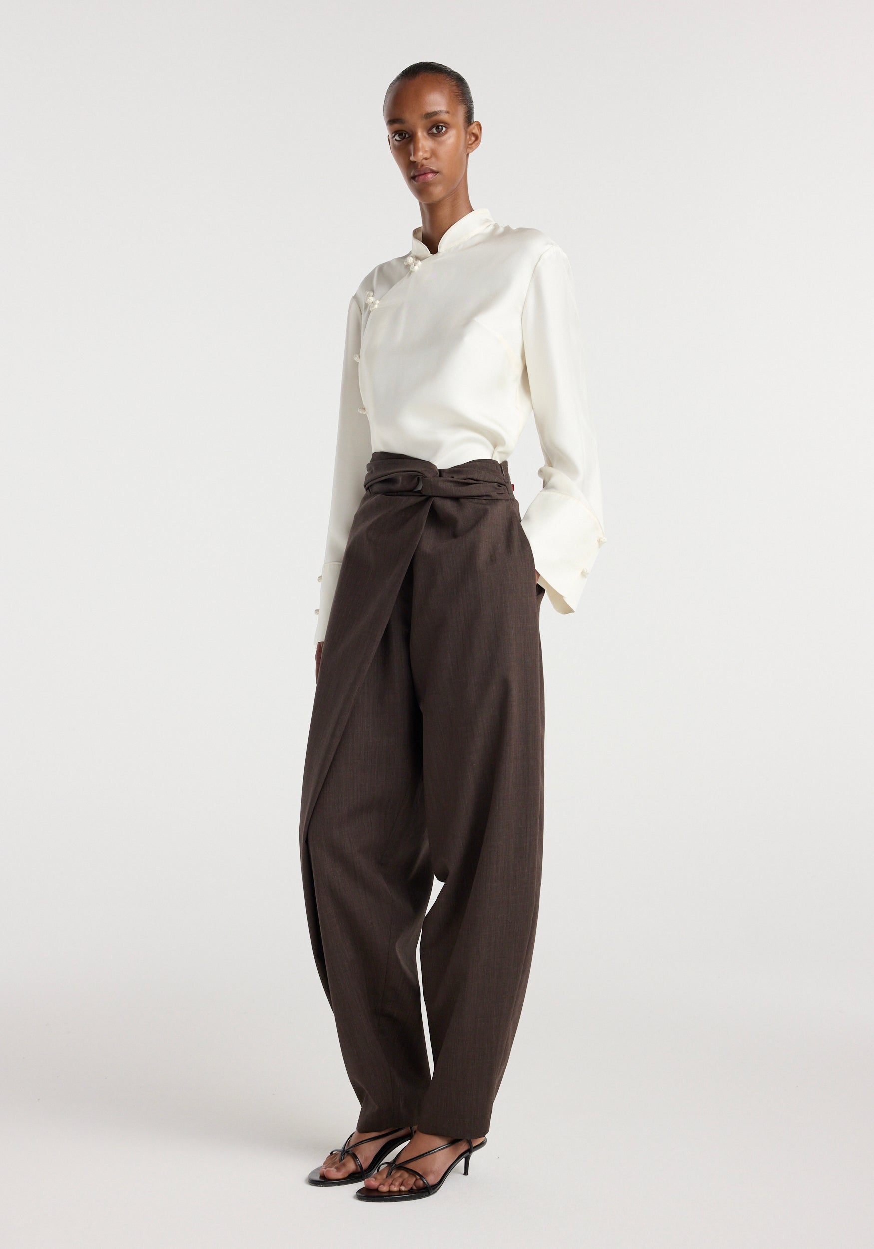 Sarong knot trousers | dark brown
