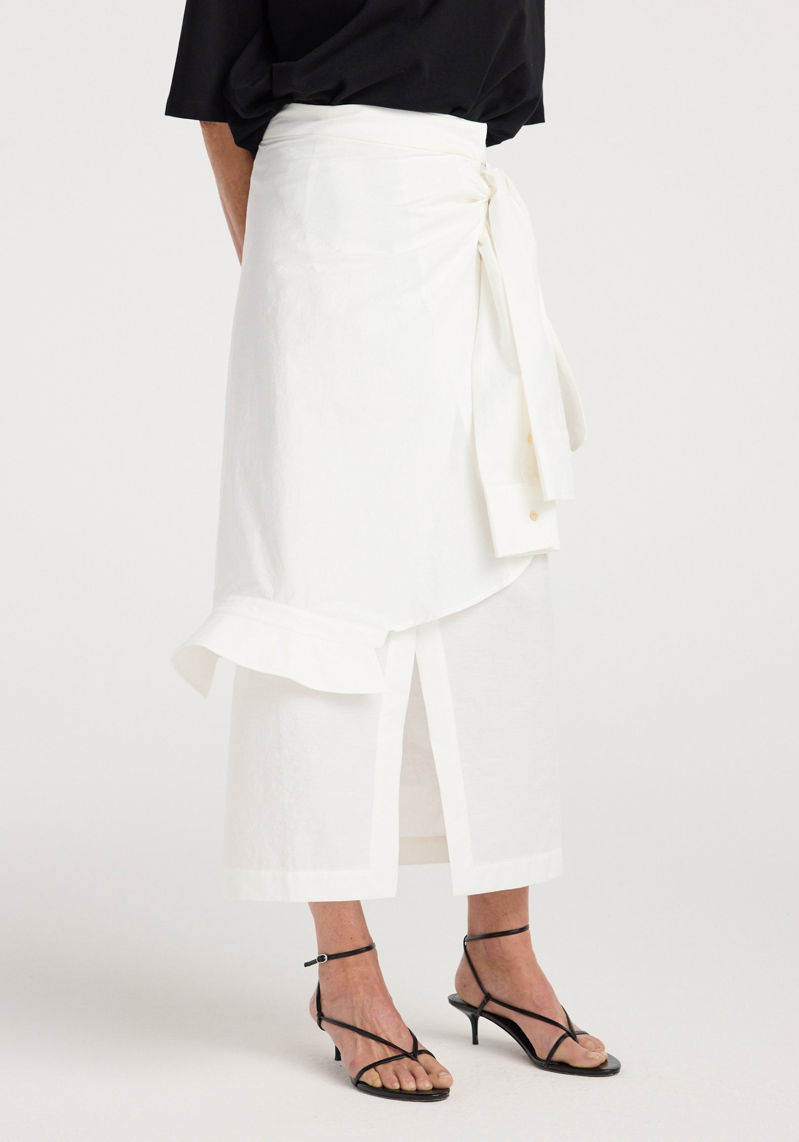 Shirt-wrap detailed skirt | optic white