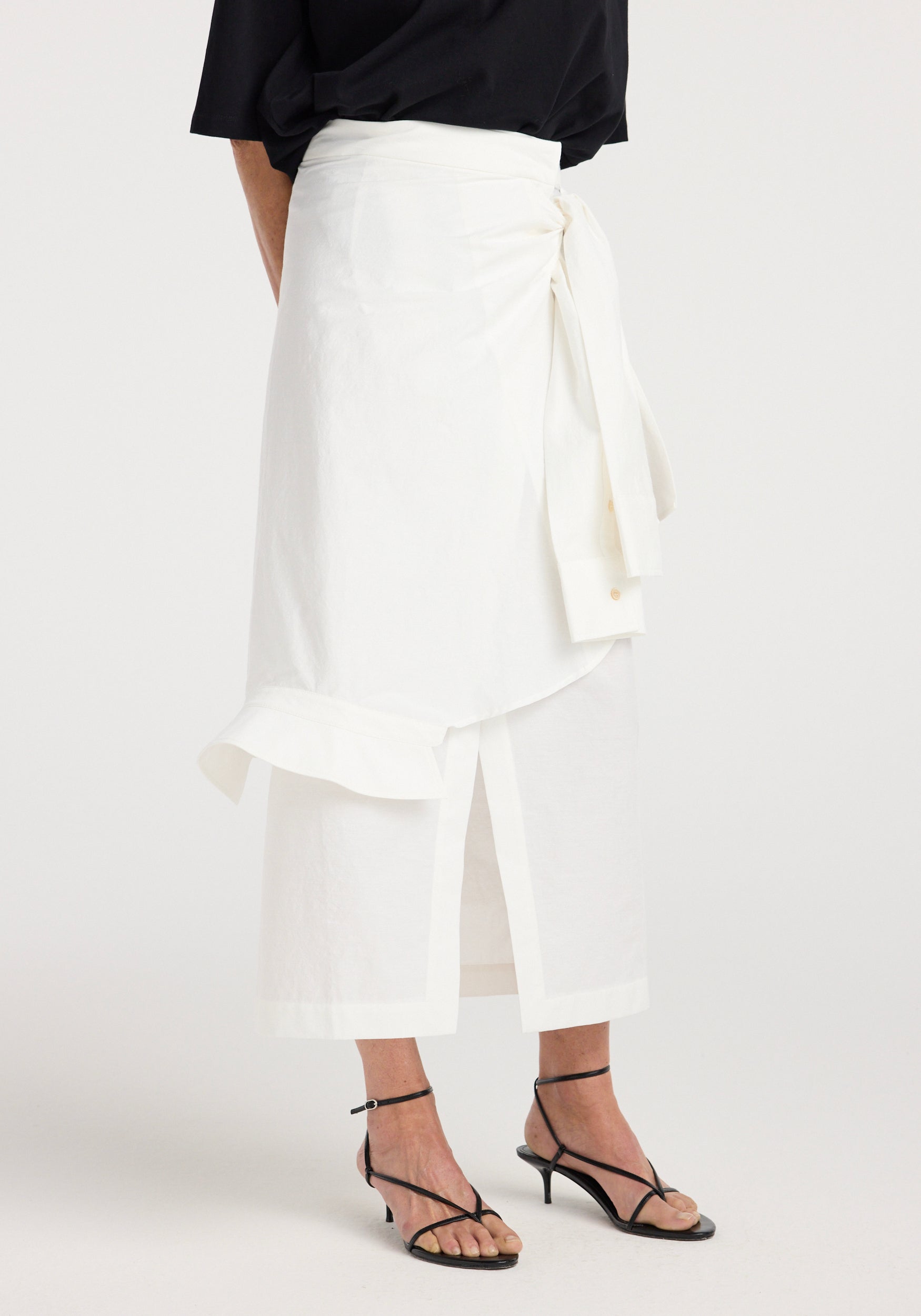 Shirt-wrap detailed skirt | optic white