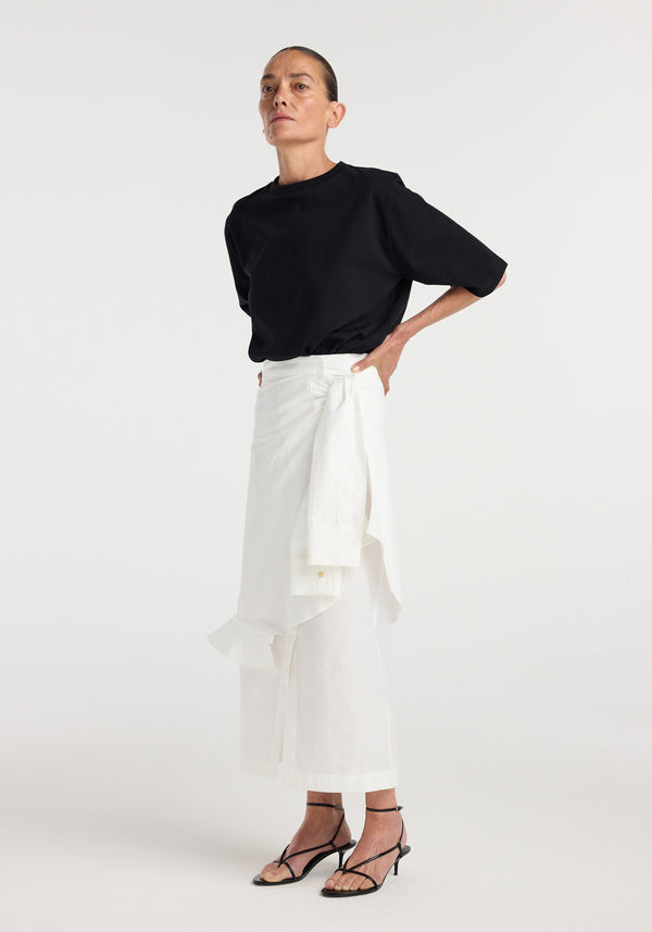 Shirt-wrap detailed skirt | optic white
