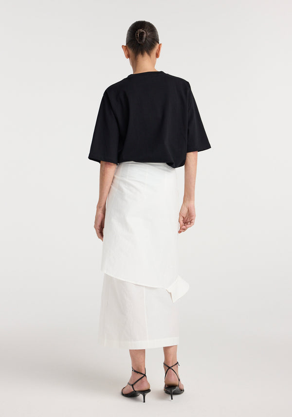 Shirt-wrap detailed skirt | optic white
