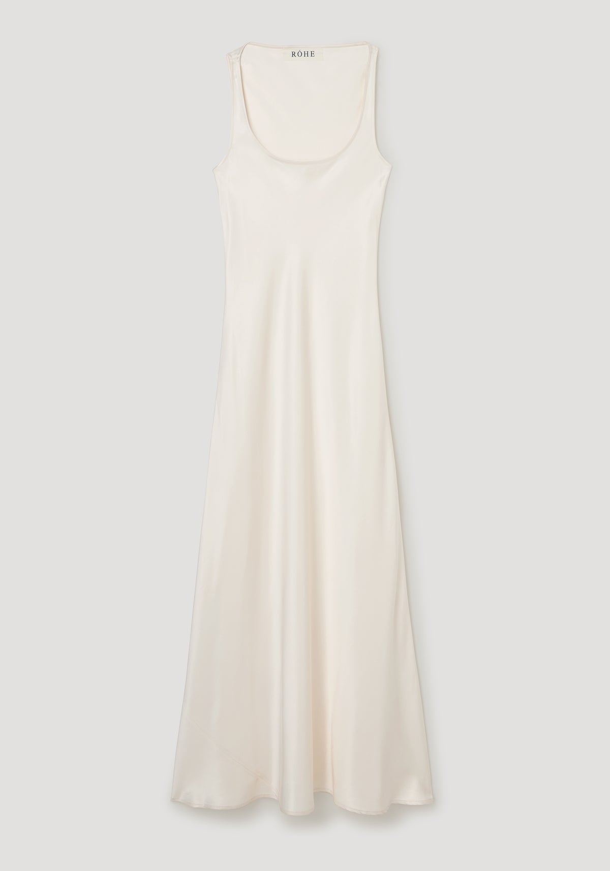 Scoop neck satin dress | ivory
