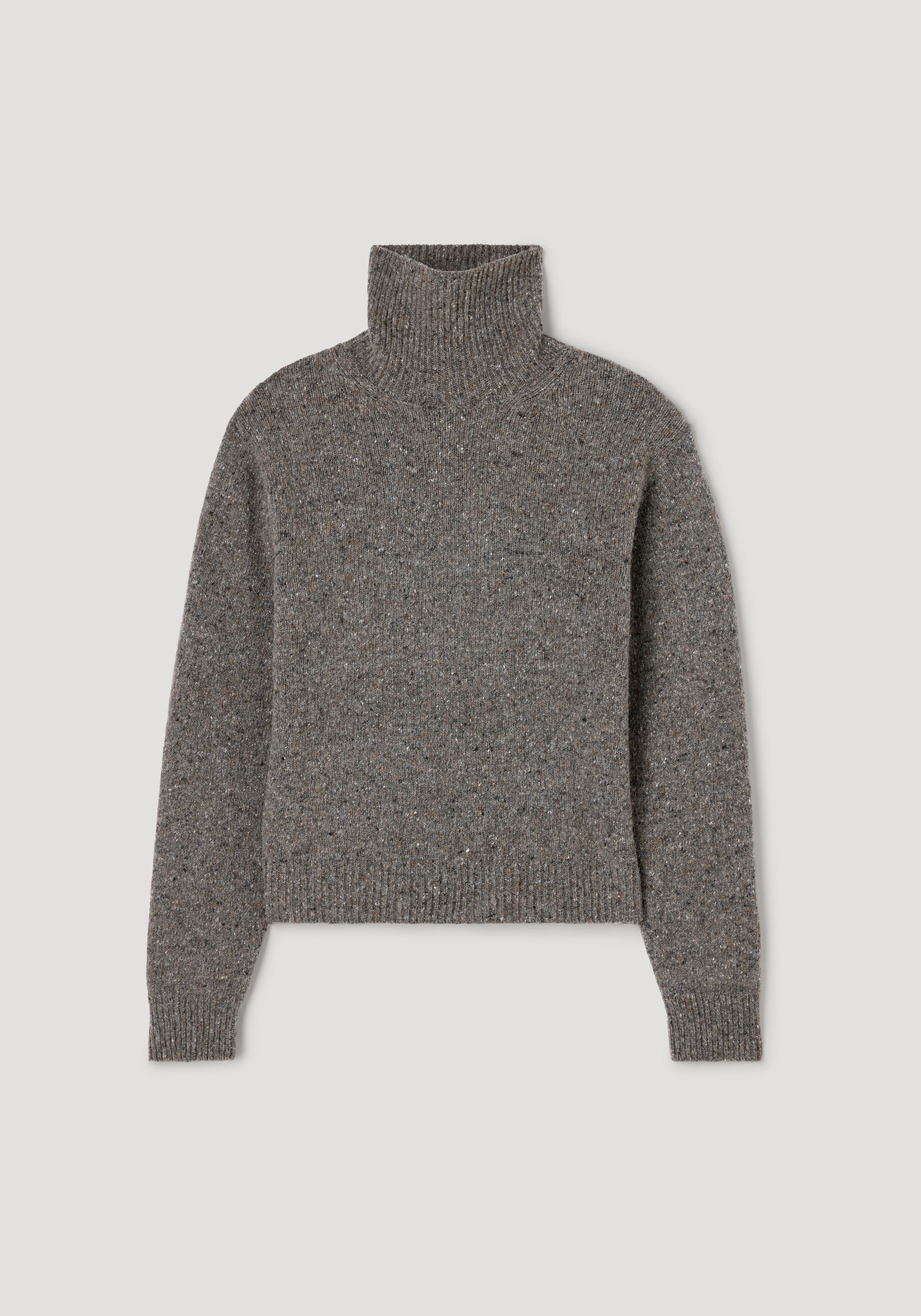 Mouliné turtleneck | grey mouliné made of soft textured knit fabric featuring a ribbed high neck, long sleeves, and ribbed cuffs and hem for a cozy fit.
