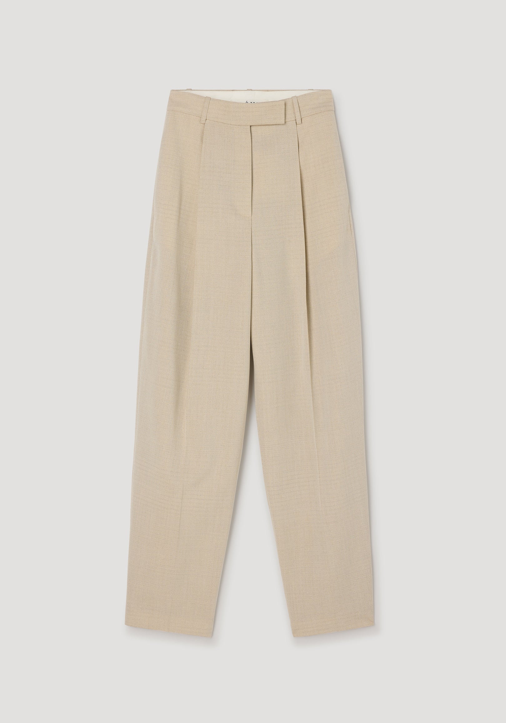 Daria - Single pleat straight leg trousers | butter in light beige fabric featuring a high waist, belt loops, and a clean single pleat down the front for a tailored look.