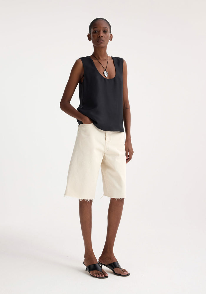 Baggy fit denim shorts | ecru