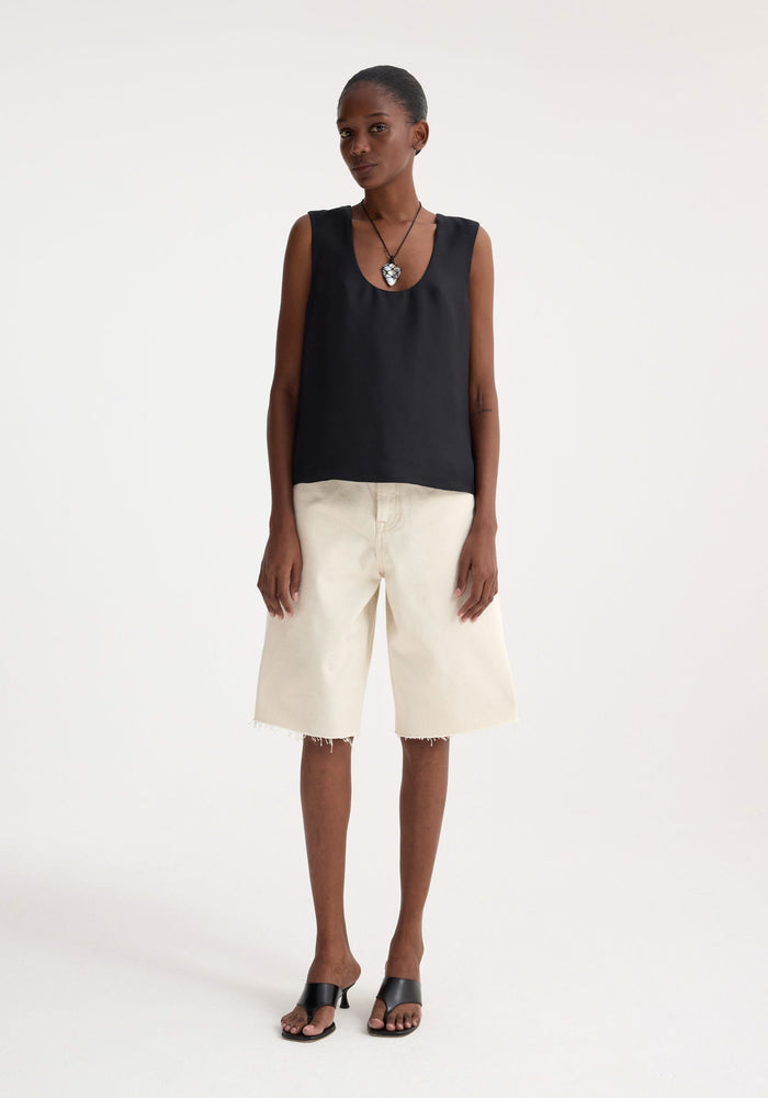 Baggy fit denim shorts | ecru