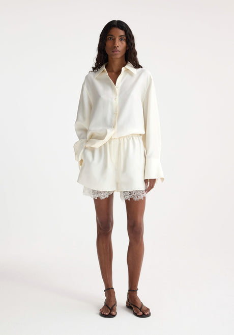 Lace silk shorts | cream