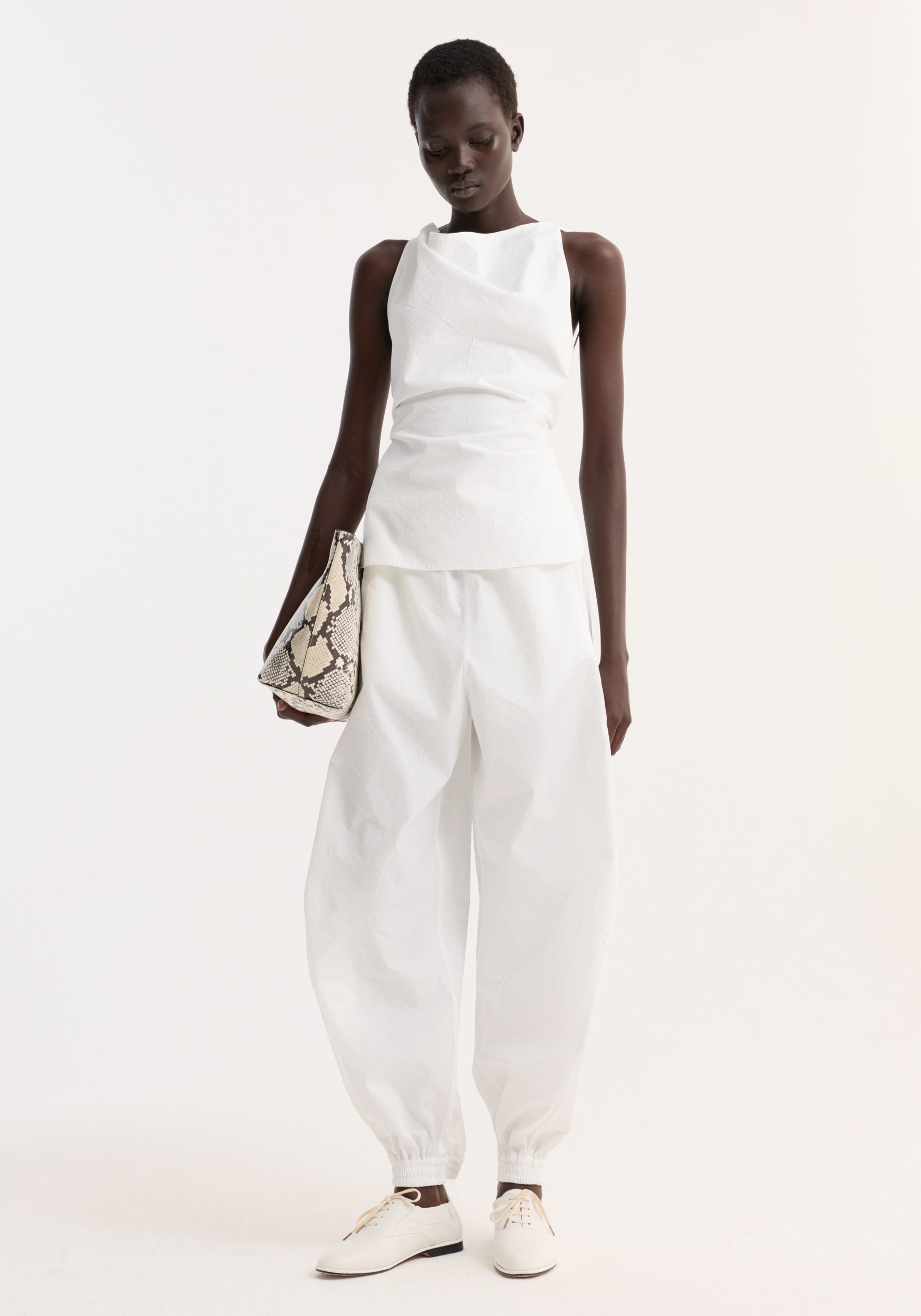 optic white by Open Back Crushed Cotton Top
