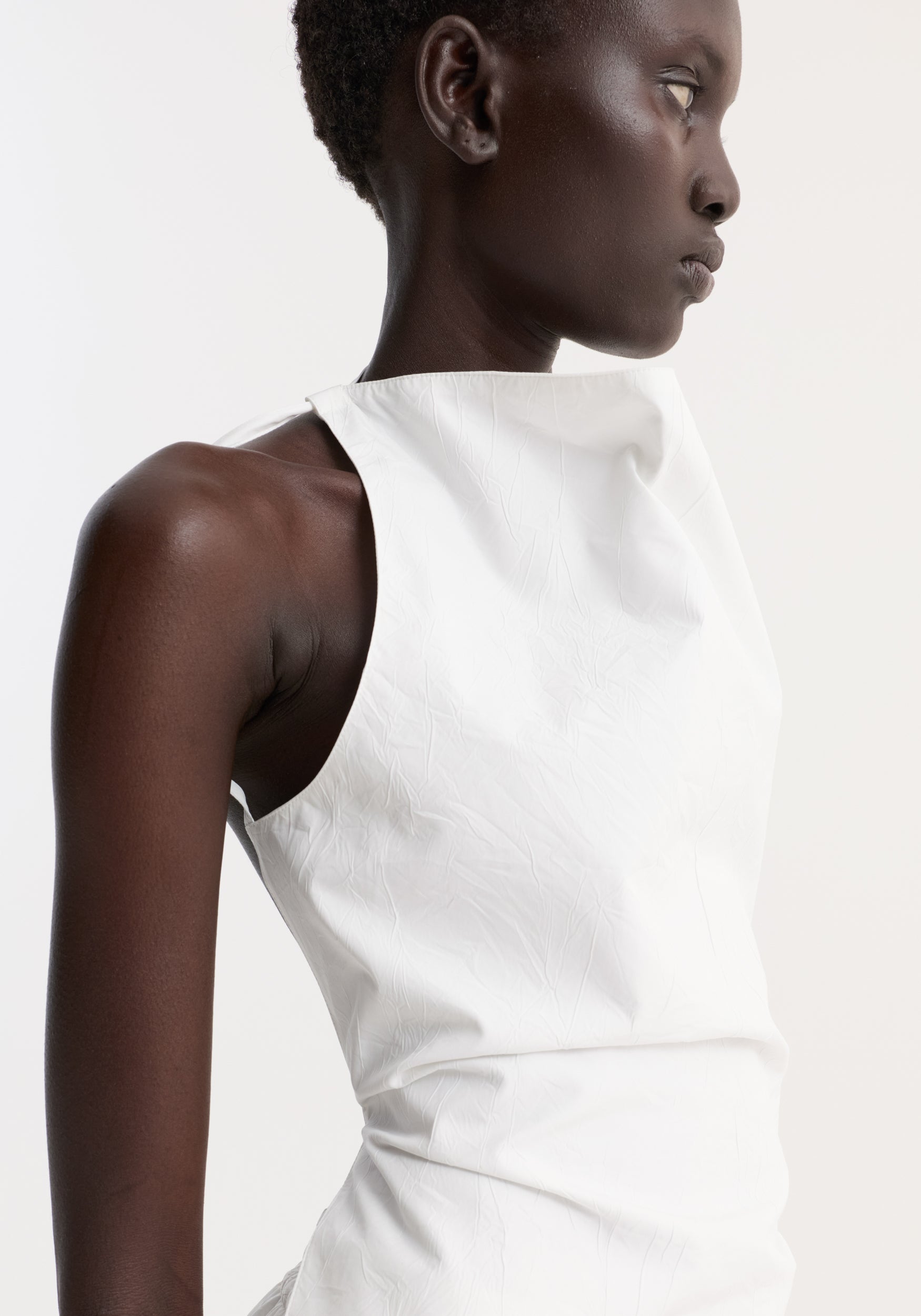 Open back crushed cotton top | optic white