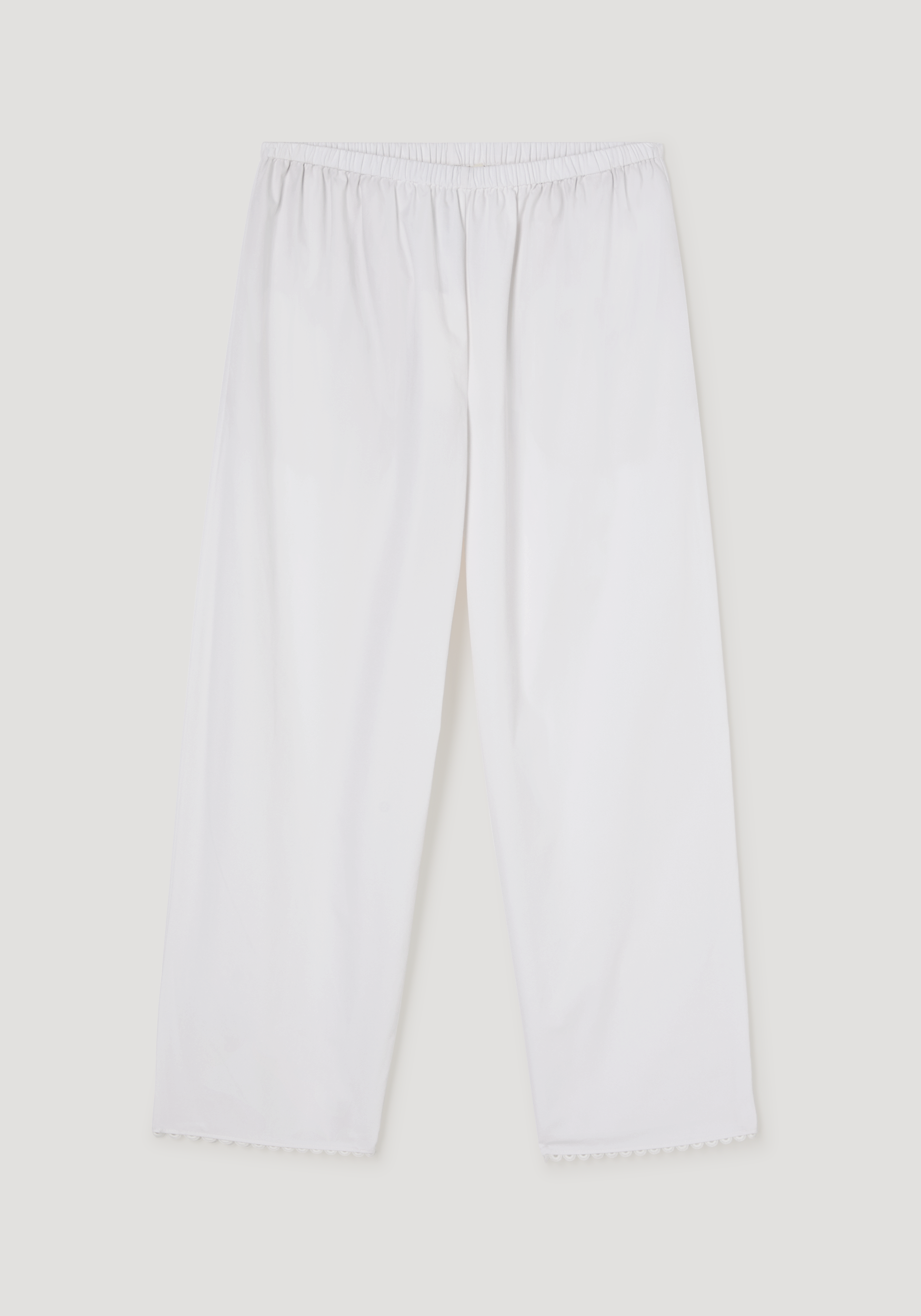 Embroidered poplin trousers | optic white
