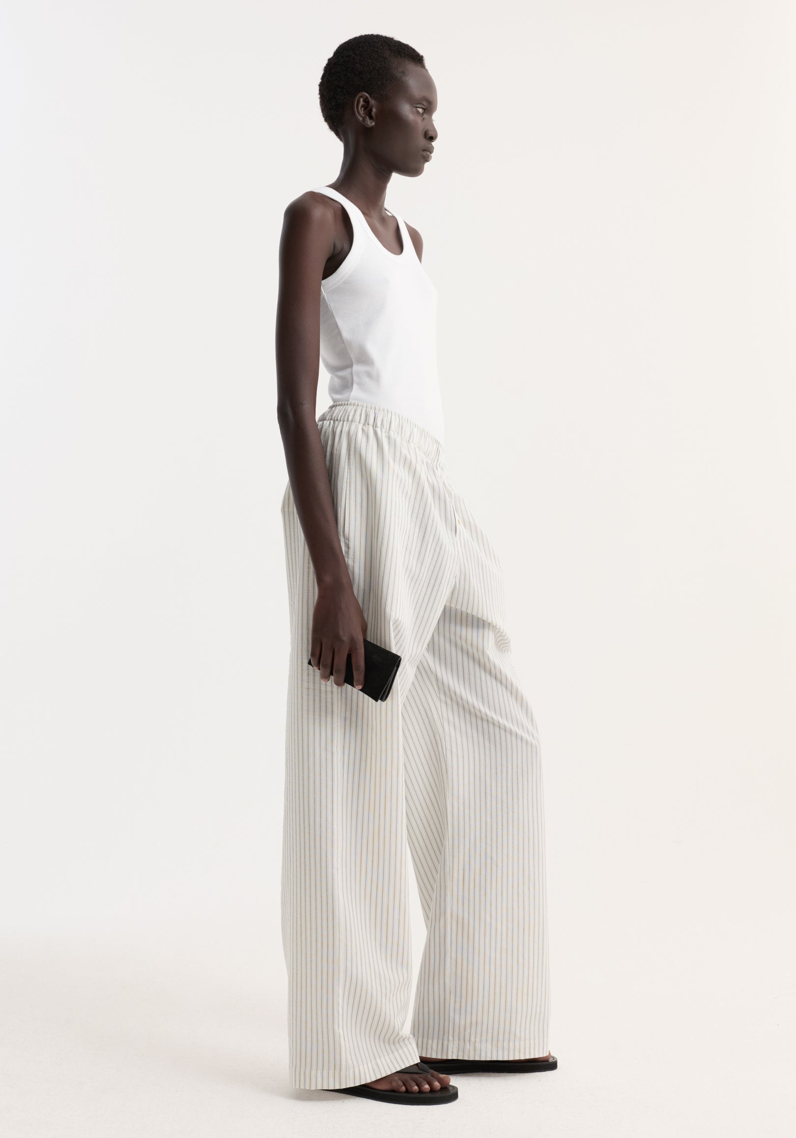 Silk stripe pyjama trousers | fine stripe