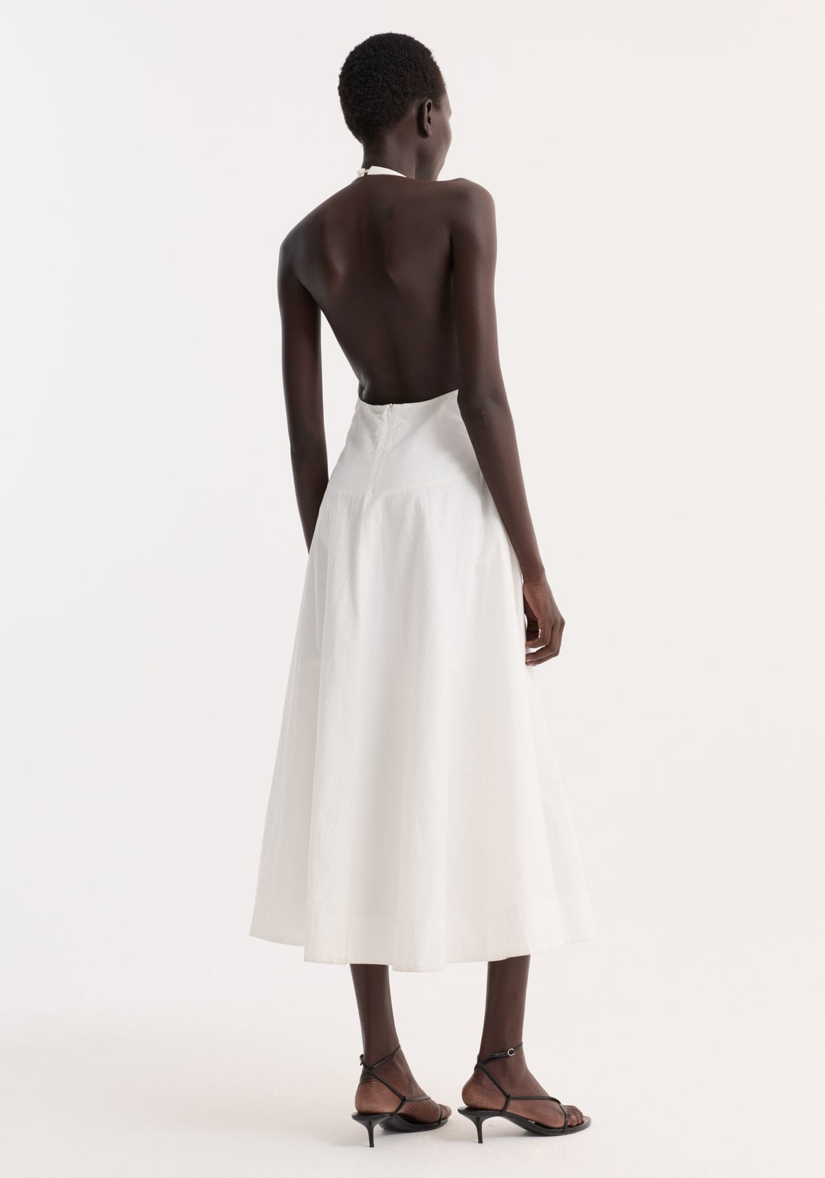 Halter textured cotton dress | off white