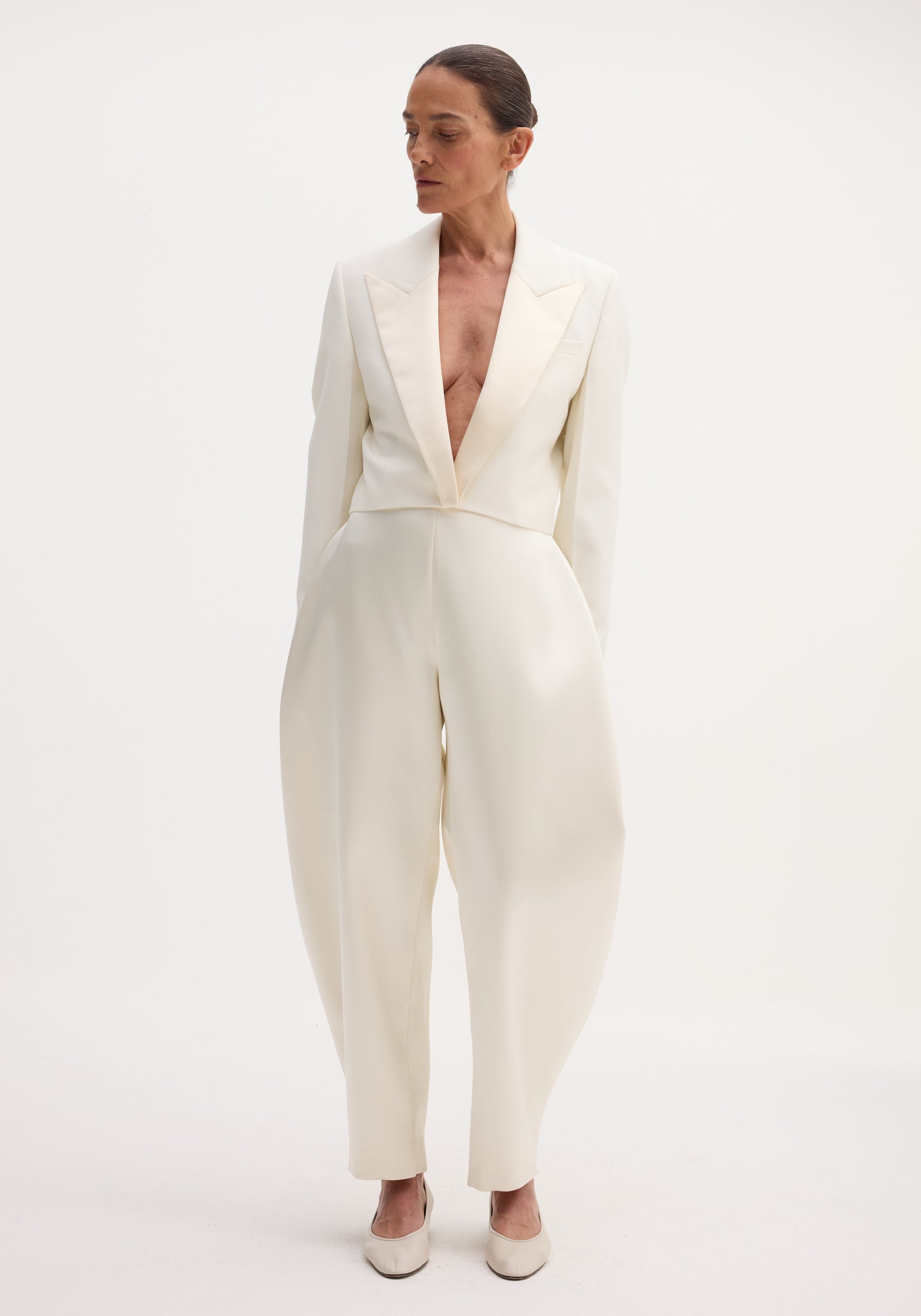 Cropped blazer | off white