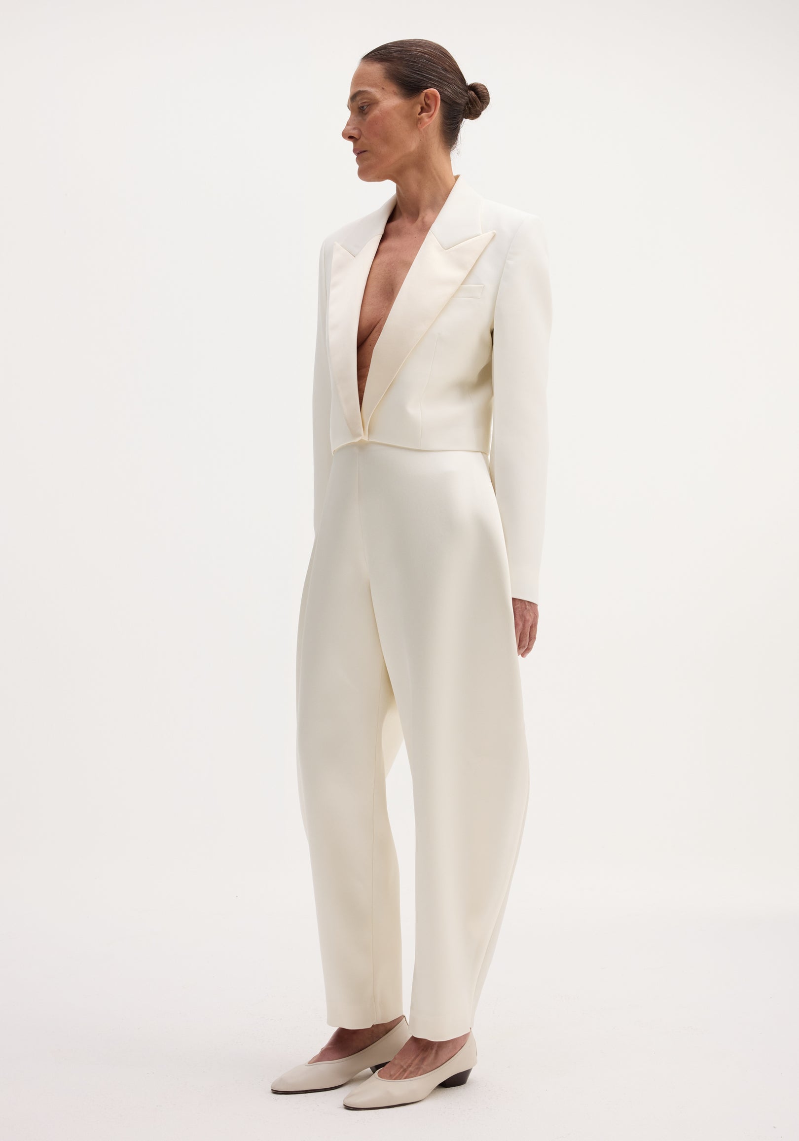 Sculptural satin trousers | ivory