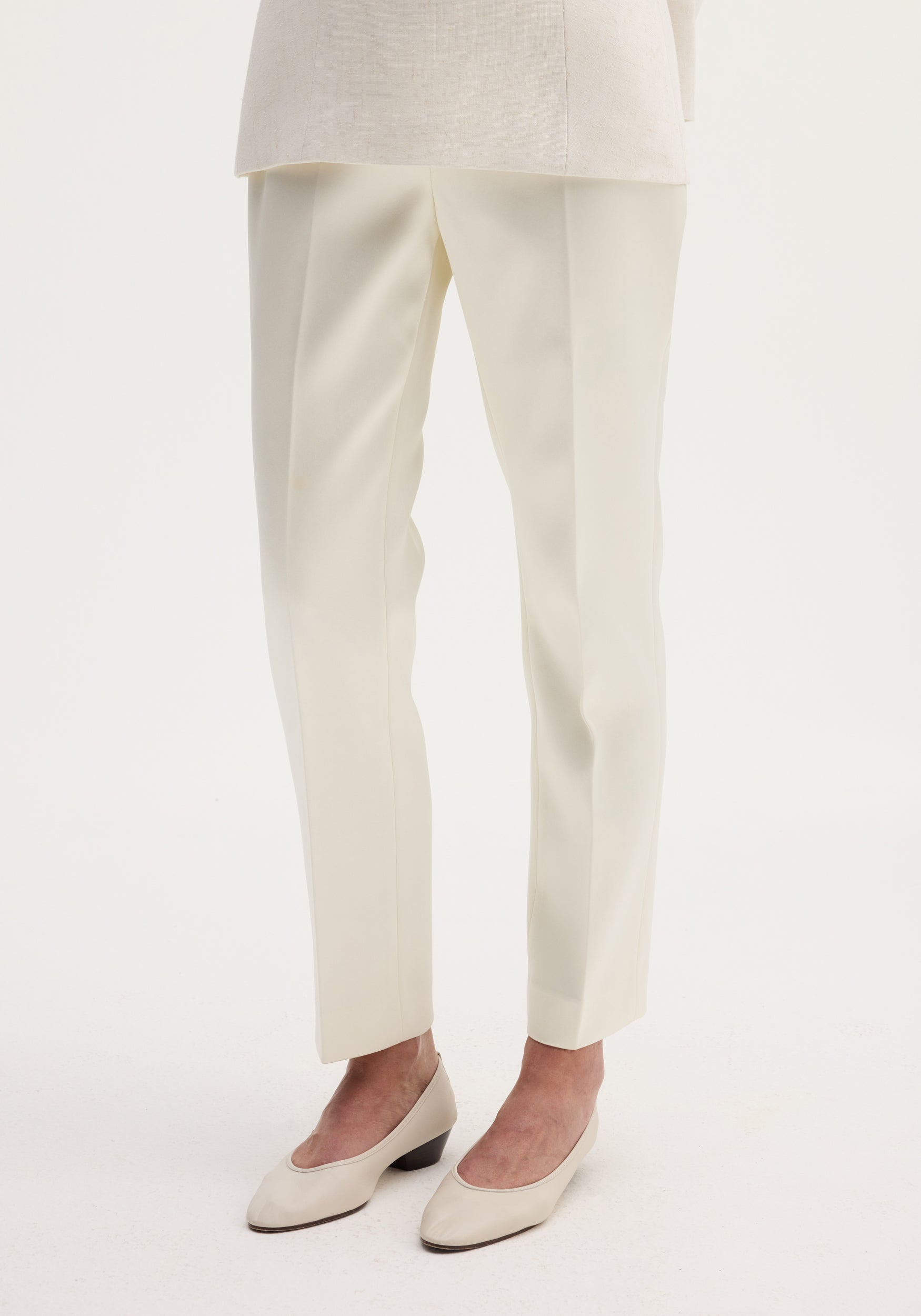 Cigarette leg satin trousers | ivory