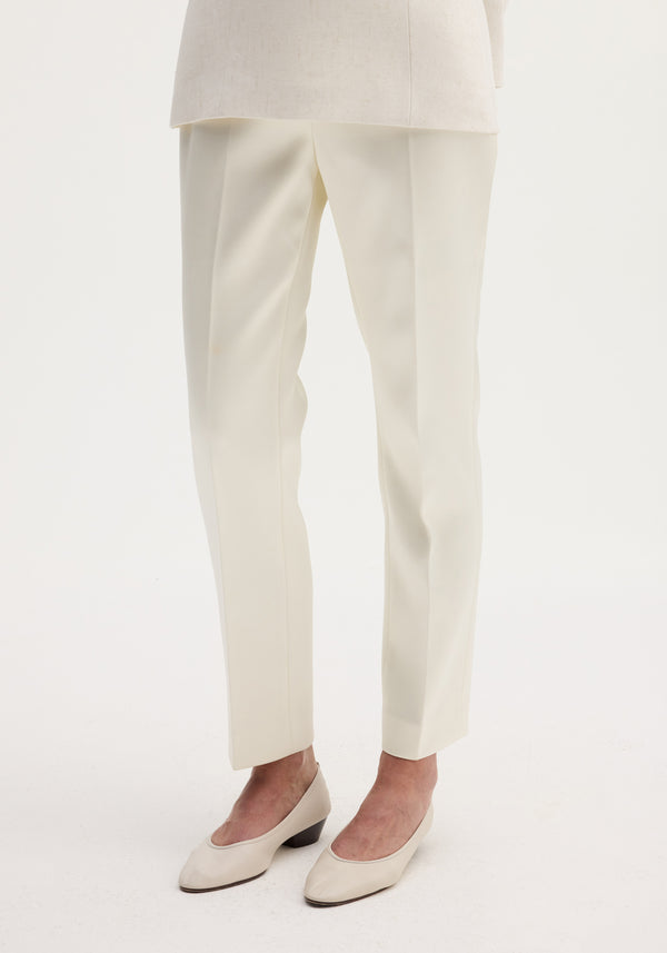 Cigarette leg satin trousers | ivory
