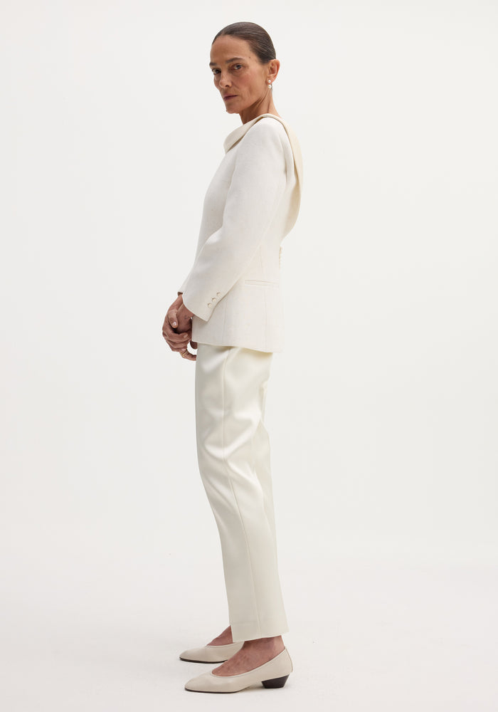 Cigarette leg satin trousers | ivory