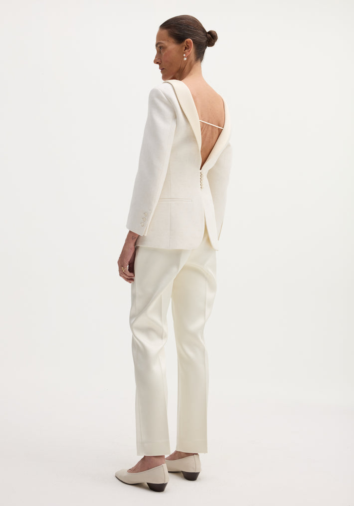 Cigarette leg satin trousers | ivory