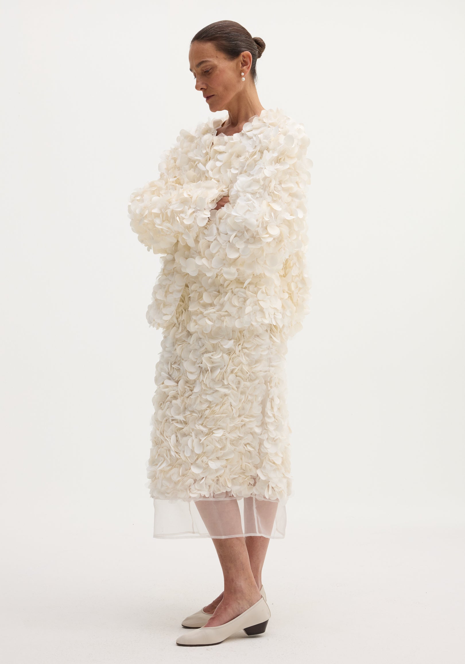 Handmade embellished skirt | ivory