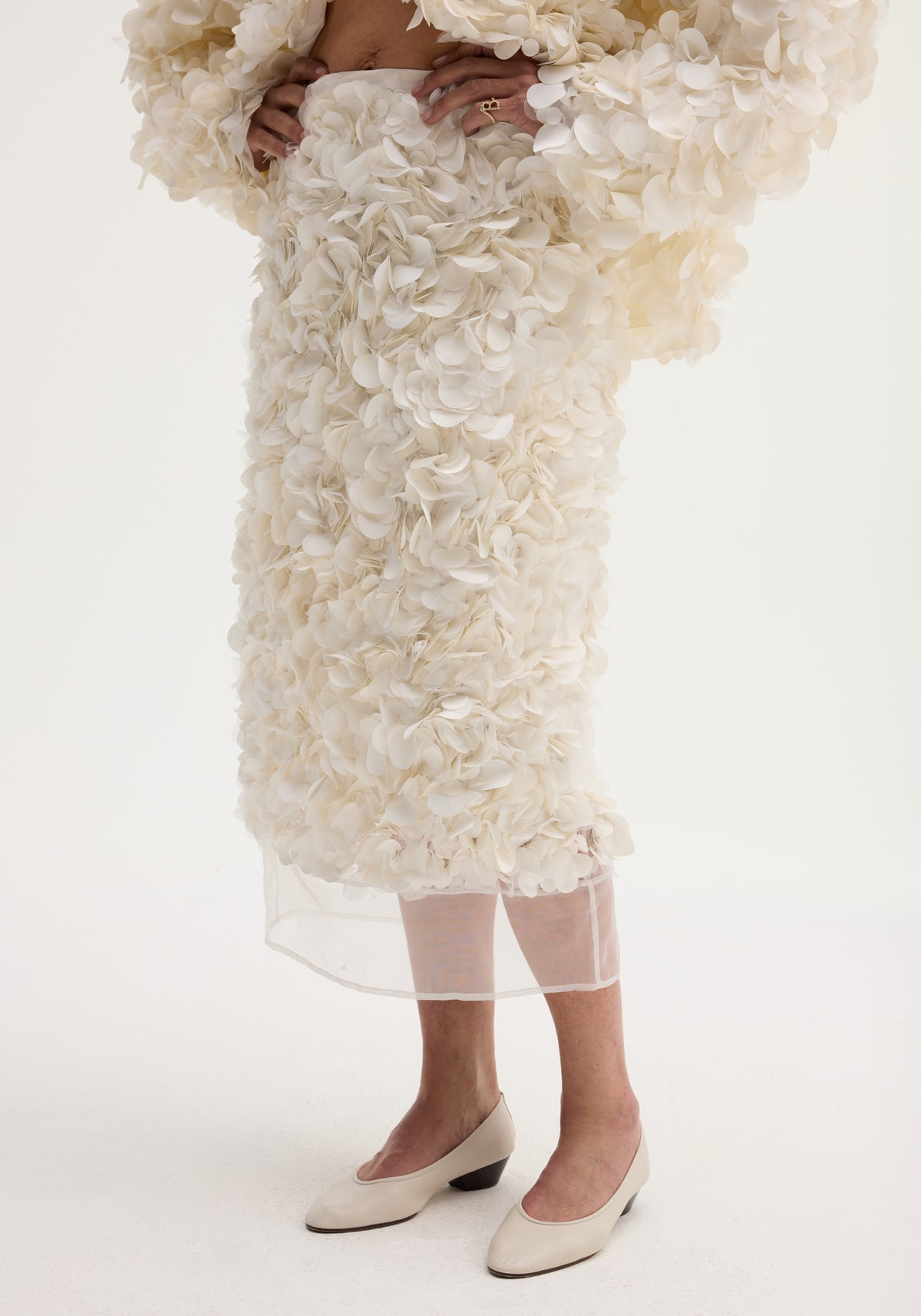 Handmade embellished skirt | ivory