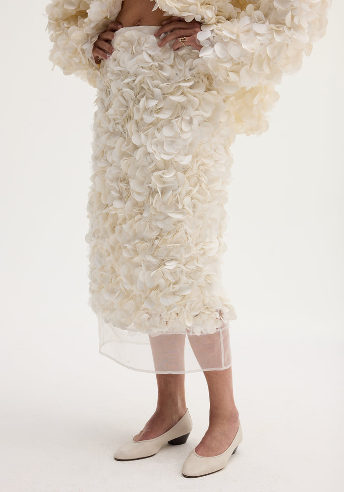Handmade embellished skirt | ivory