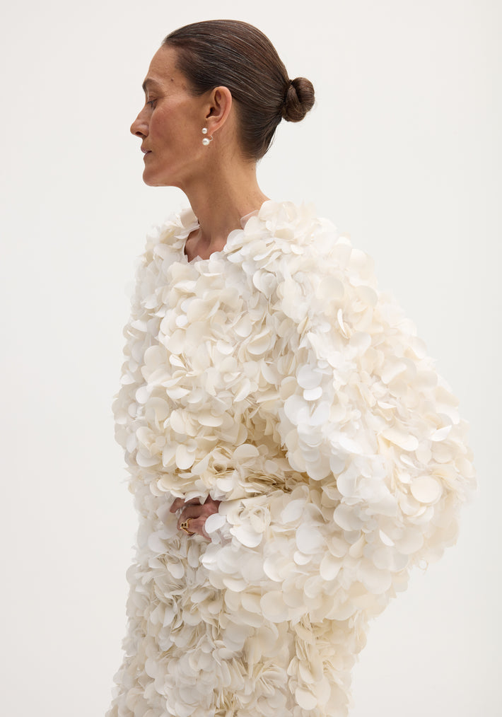 Handmade embellished jacket | ivory