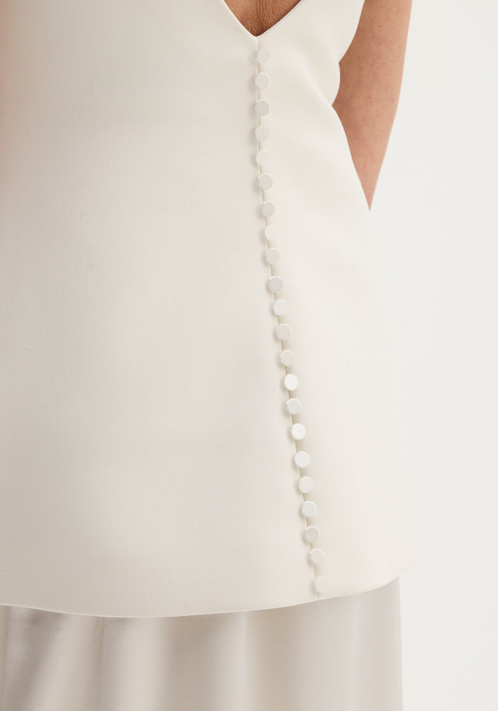 Classic signature dress with satin silk skirt | ivory