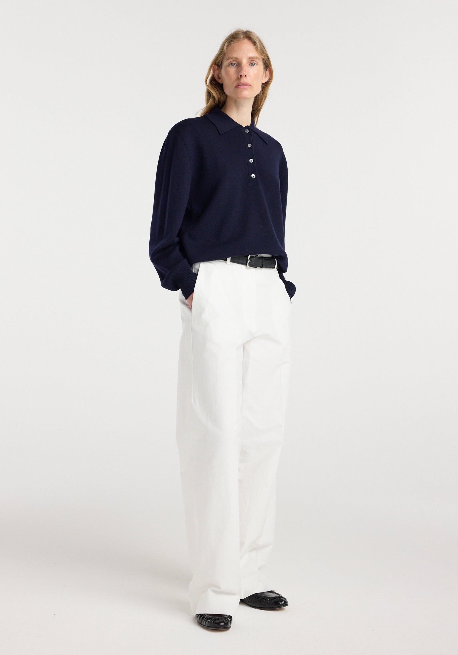 Merino wool polo | navy