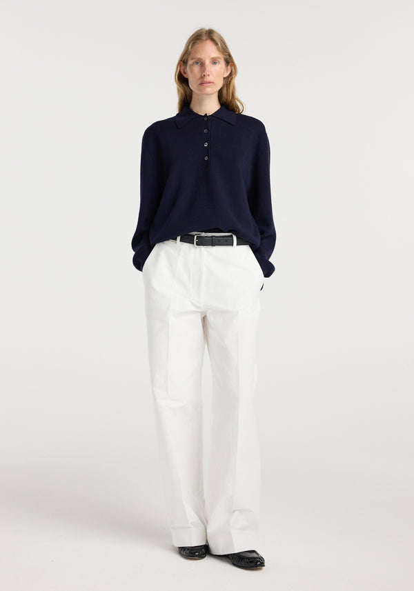 Merino wool polo | navy