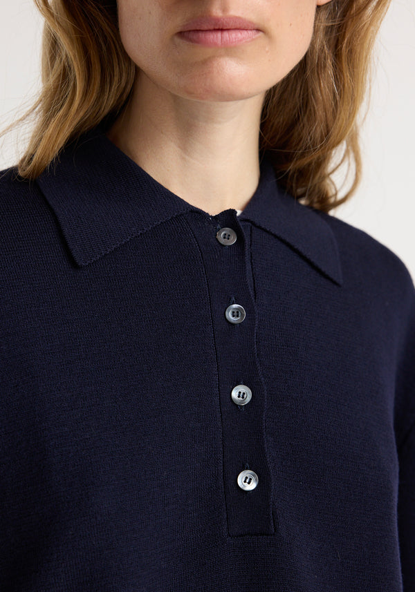 Merino wool polo | navy
