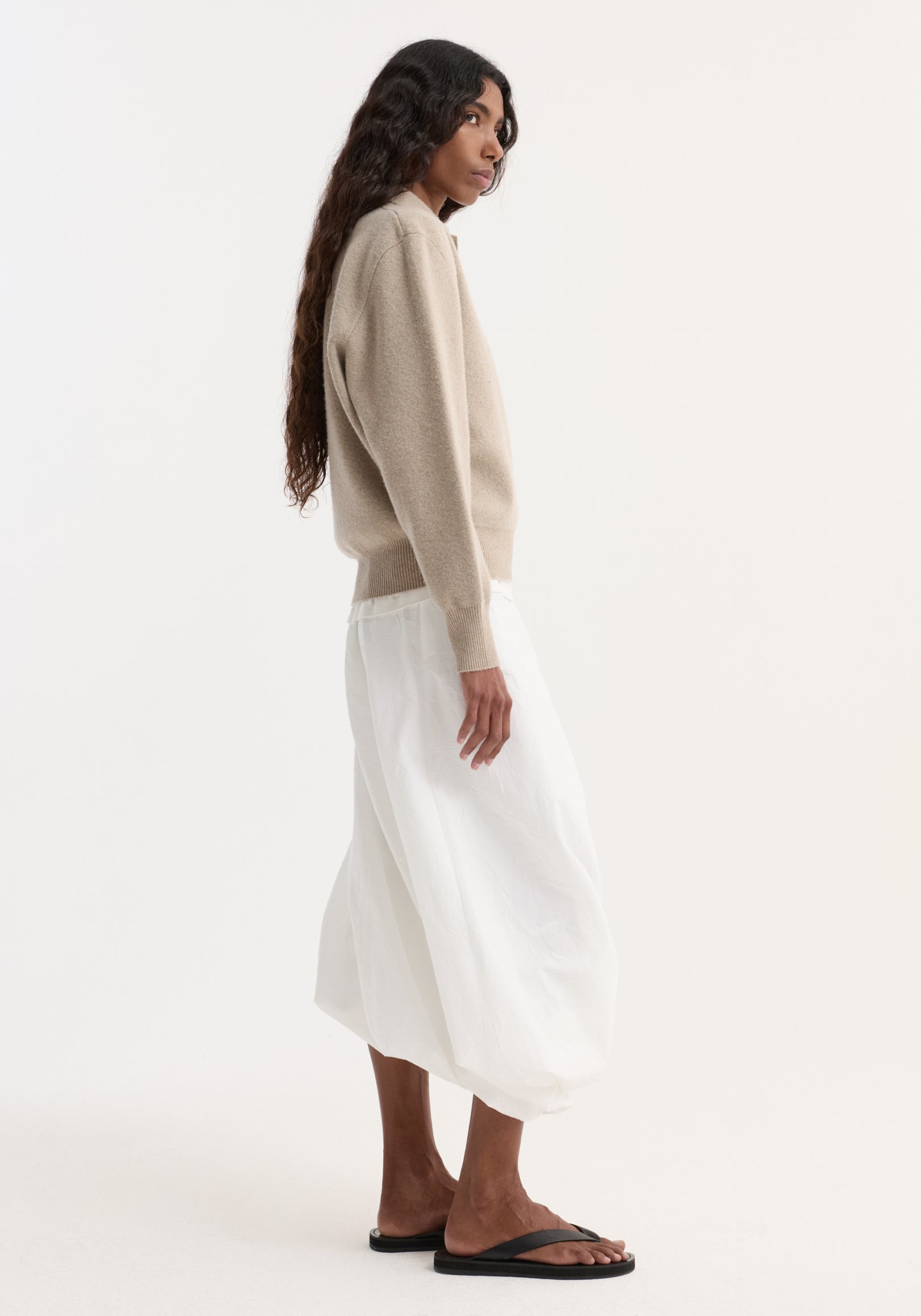 Wool cashmere polo | stone melange