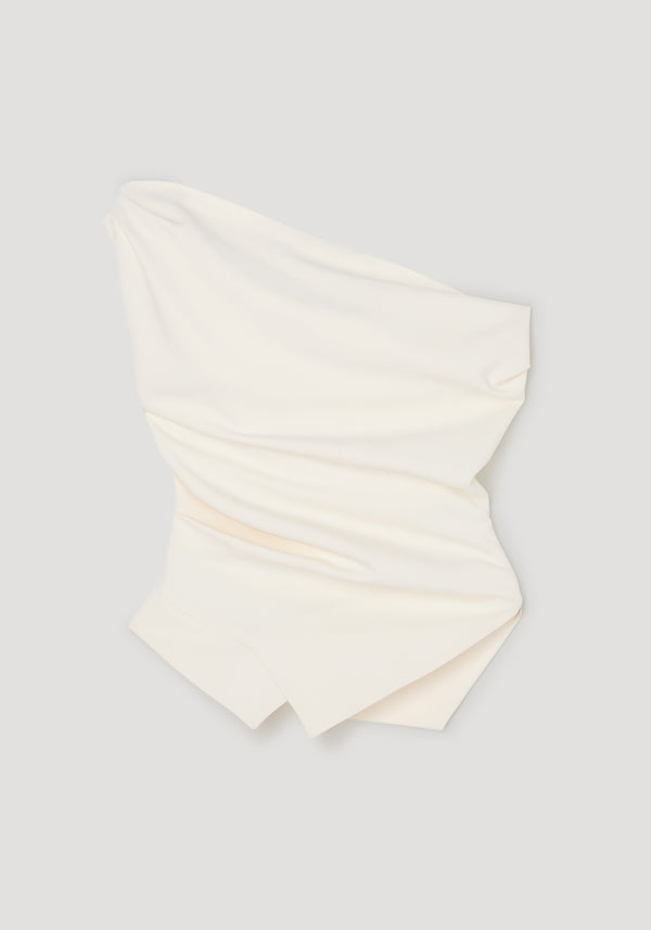 Off shoulder lapel top | off white