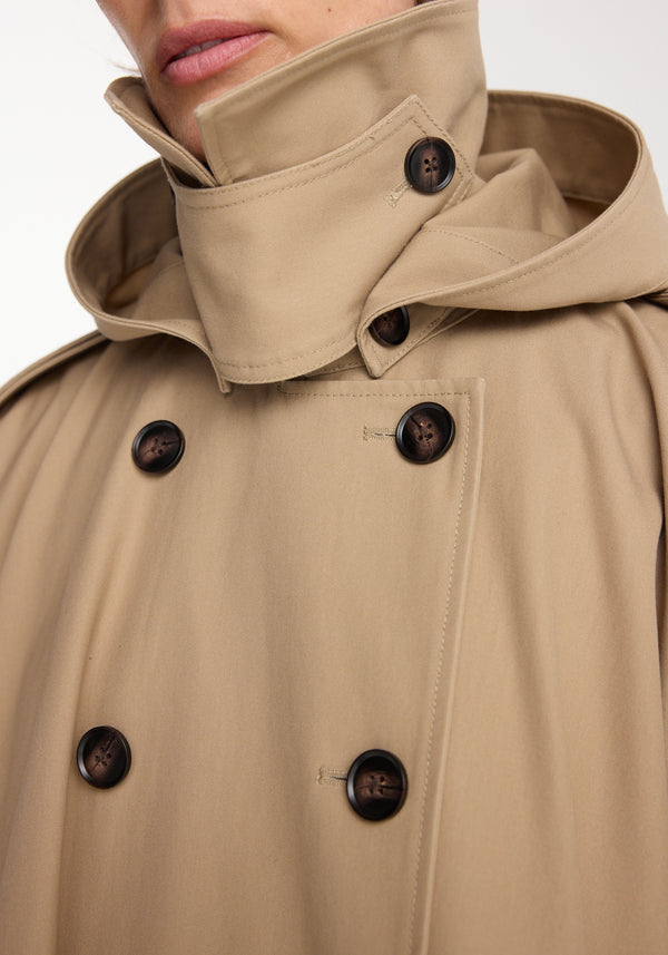 Hooded cape trenchcoat | beige