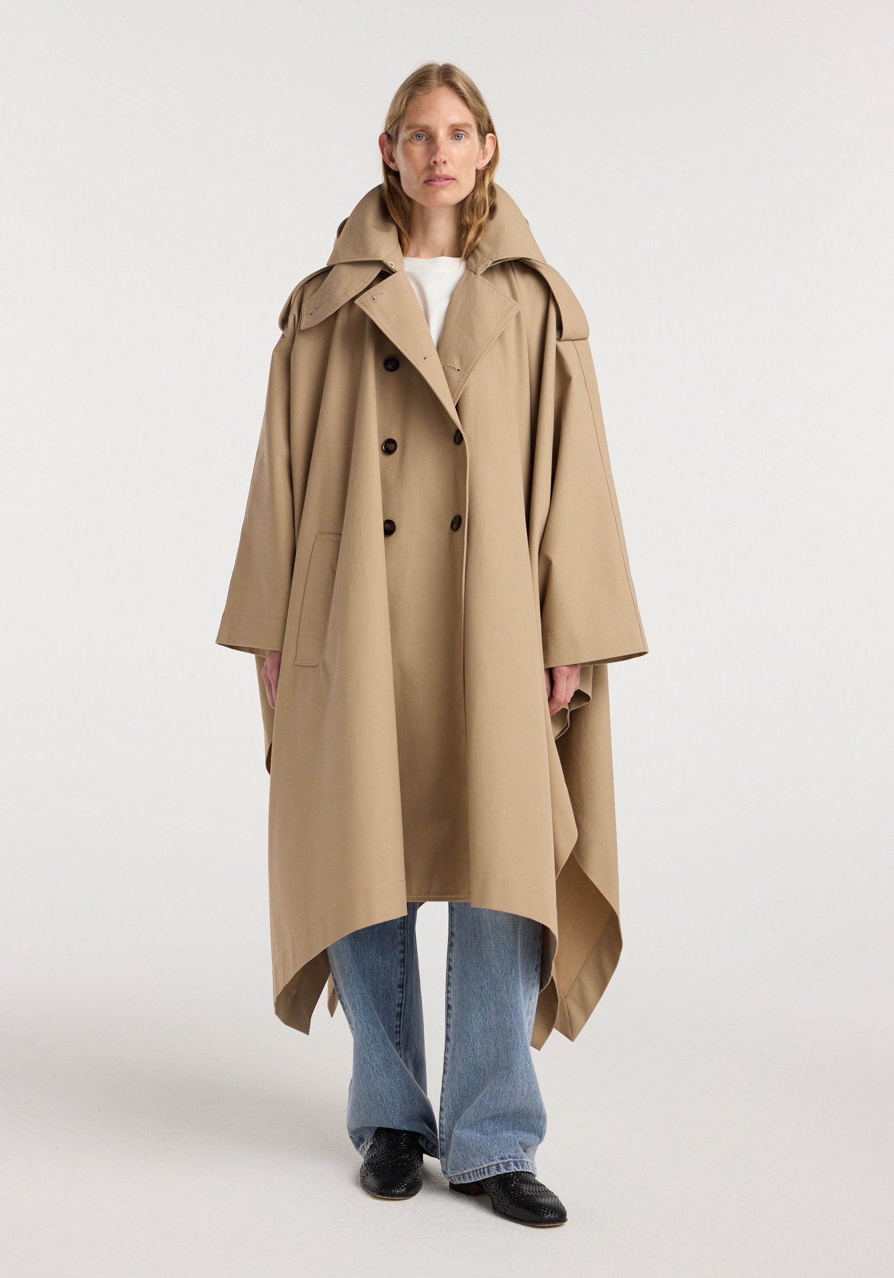 Hooded cape trenchcoat | beige