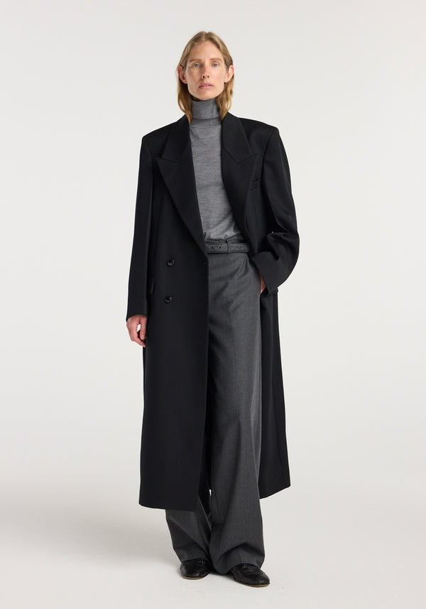 Double breasted tailored coat | black