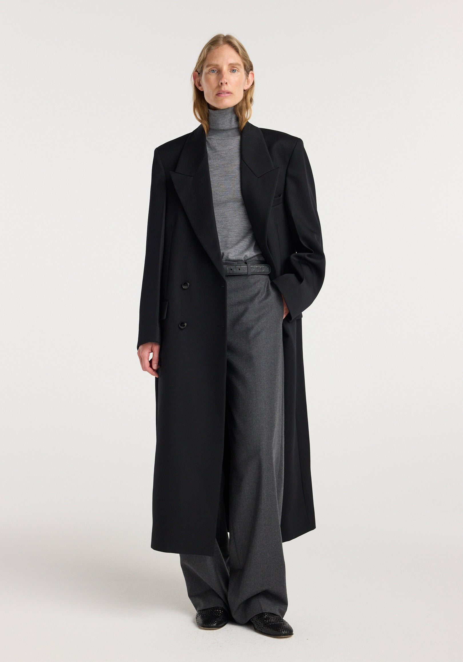Double breasted tailored coat | black