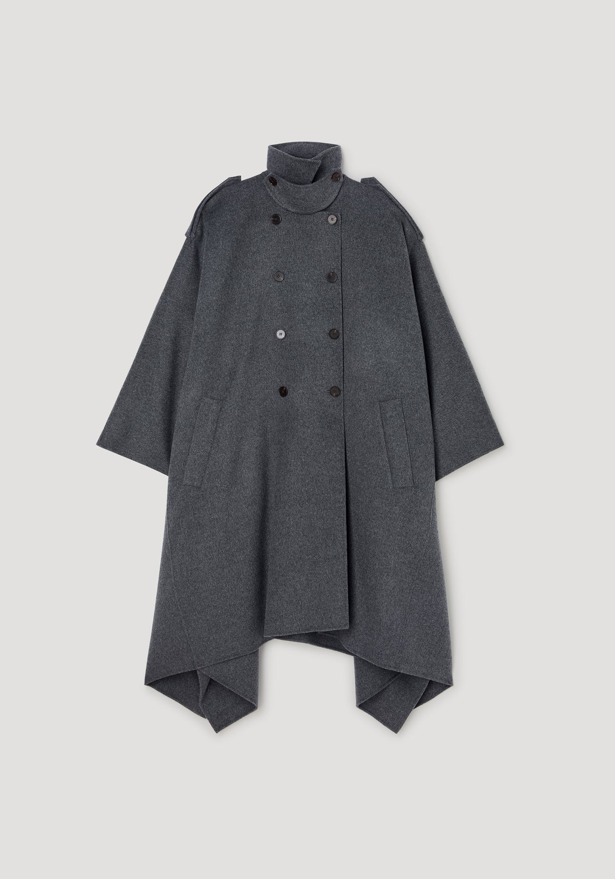 Double-faced cape trenchcoat | dark grey melange