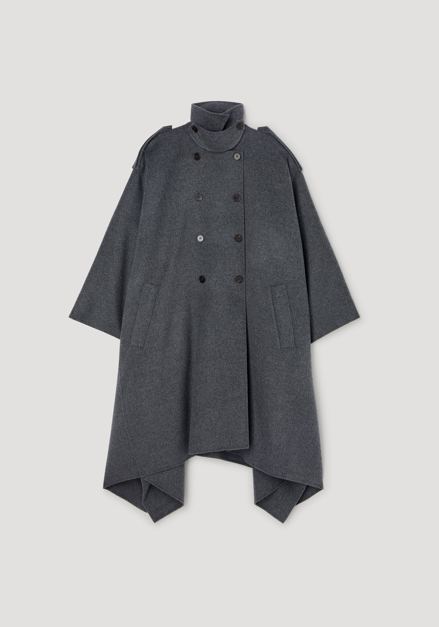Double-faced cape trenchcoat | dark grey melange