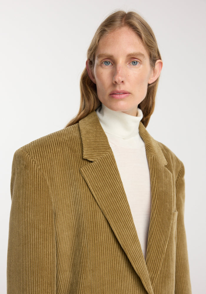 Oversized corduroy blazer jacket | beige