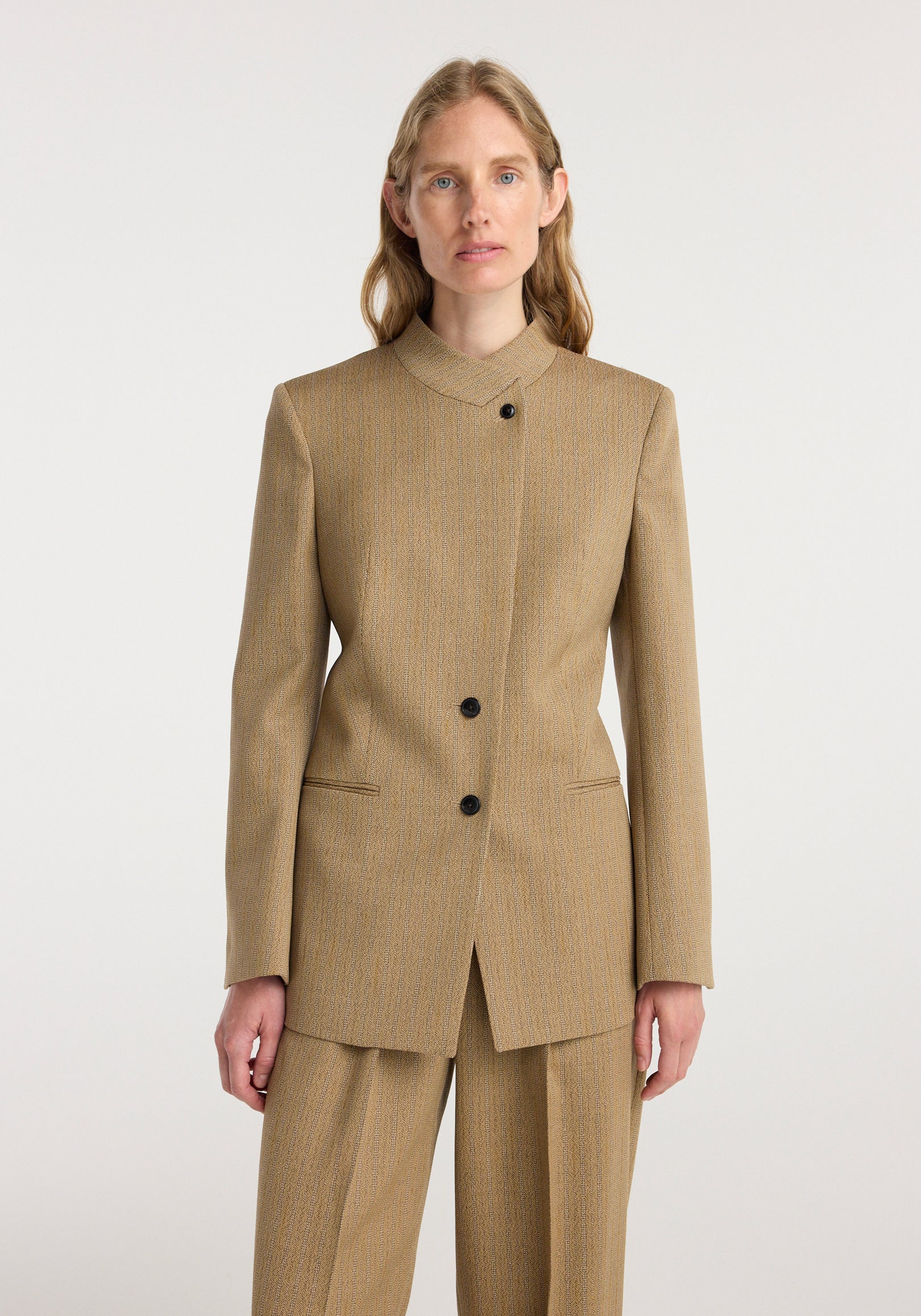 Overlap lapel blazer | heritage stripe