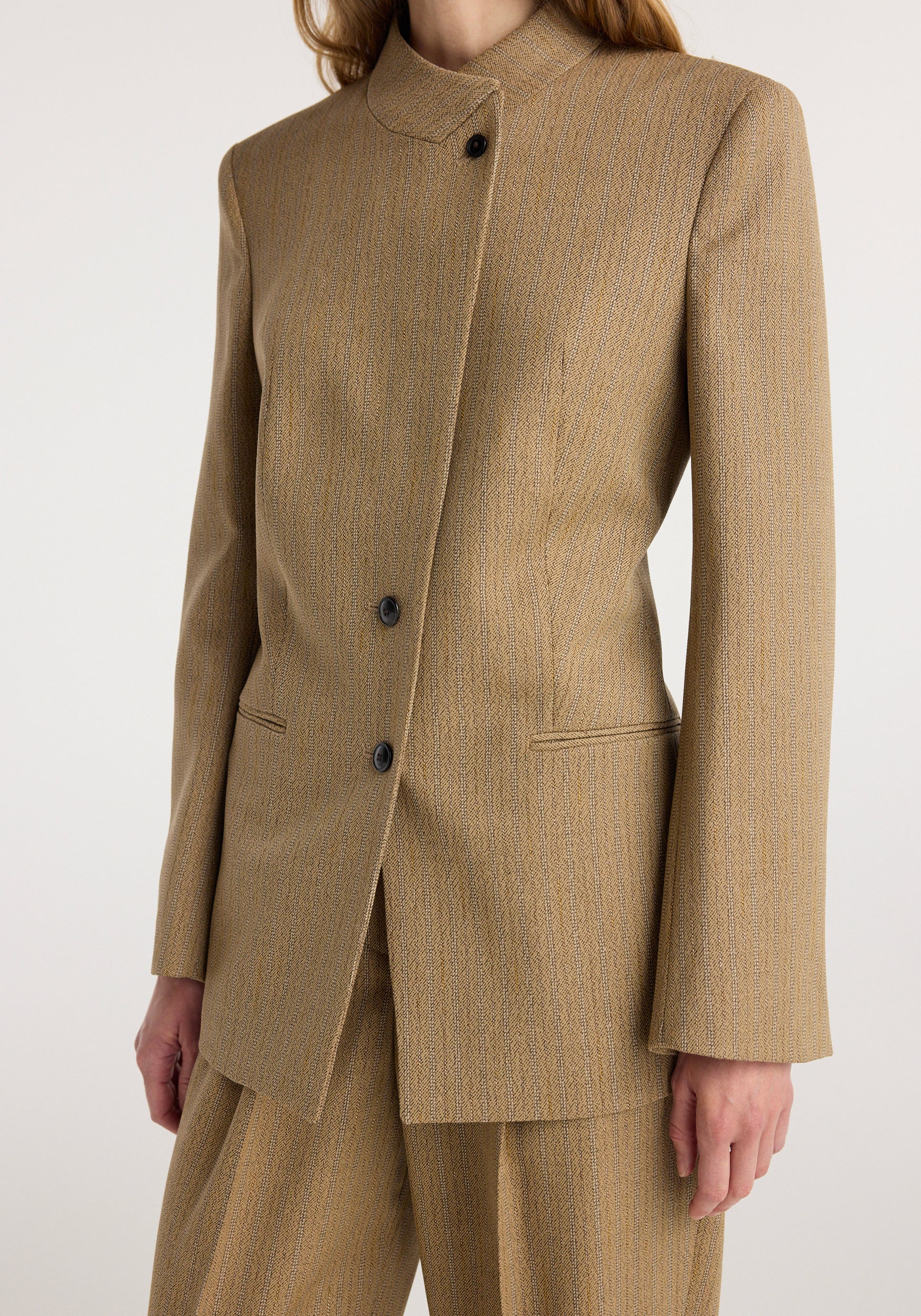 Overlap lapel blazer | heritage stripe