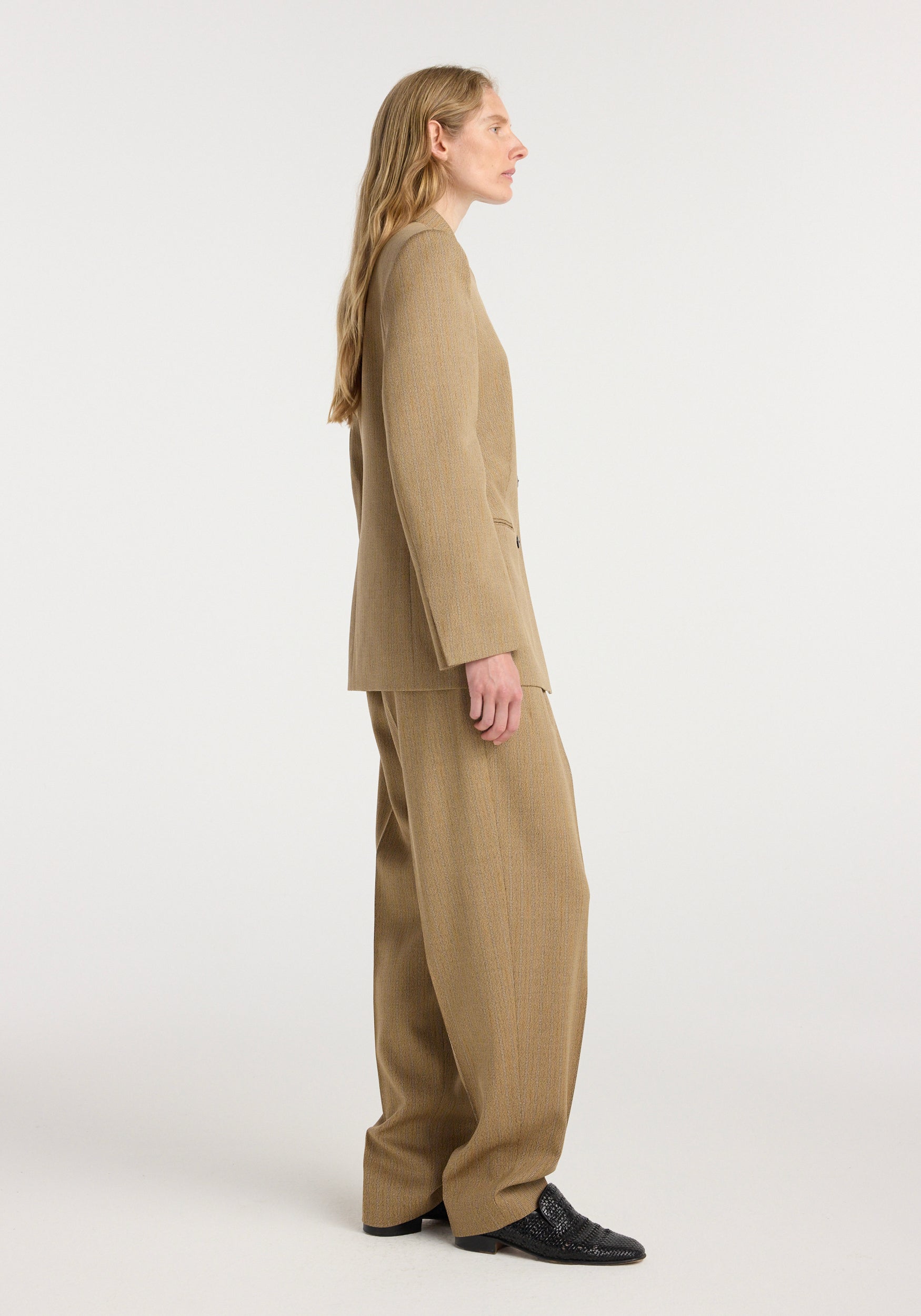 Overlap lapel blazer | heritage stripe