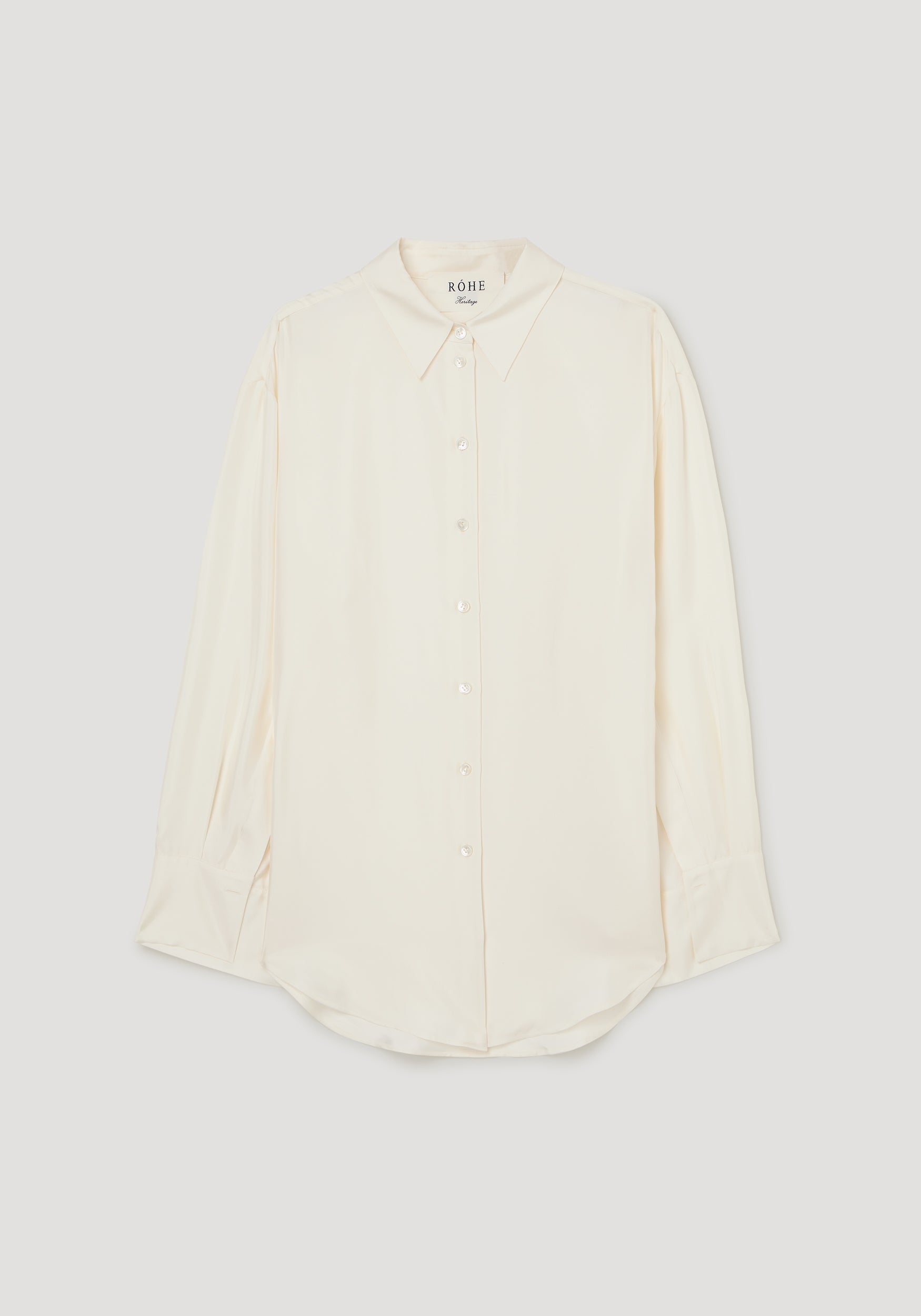 Silk open-sleeve detailed shirt | cream