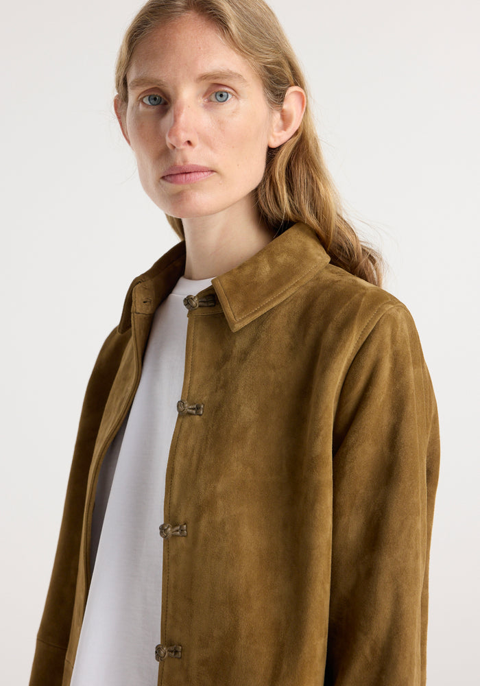 Suede pankou overshirt | sage