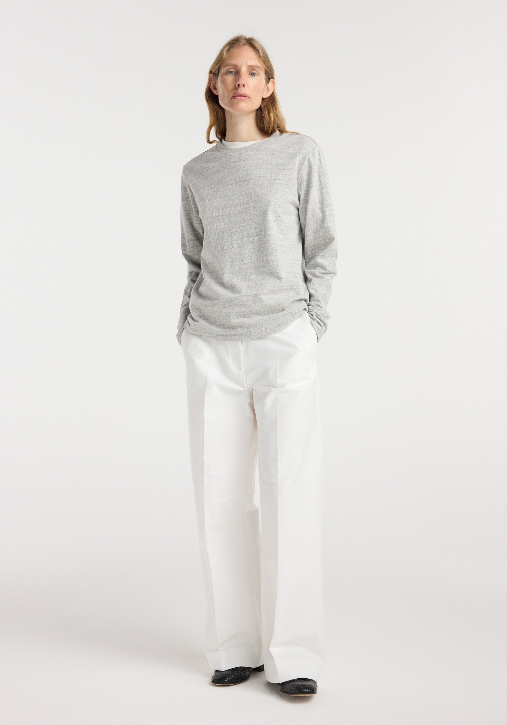 Japanese mouliné jersey long sleeve | grey mouliné
