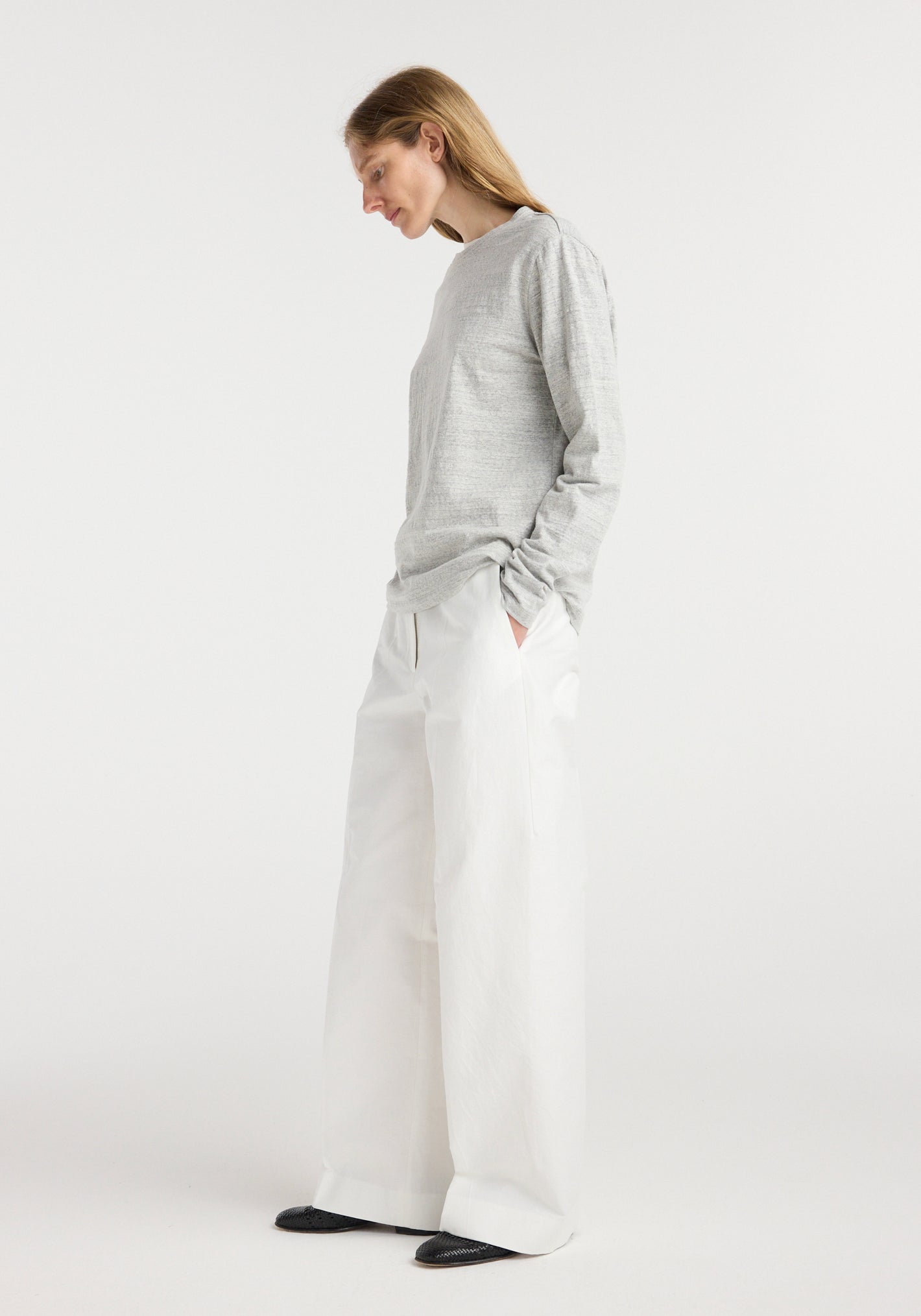 Japanese mouliné jersey long sleeve | grey mouliné